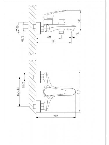 Смеситель для ванны Lemark LM0414C Линара, латунь, цвет хром
