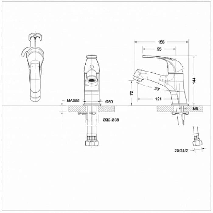 Смеситель для раковины (умывальника) BRAVAT Fit F1135188CP-RUS, однозахватный