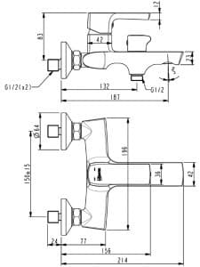 Смеситель для ванны с душем Lemark URSUS LM7214BL, однозахватный