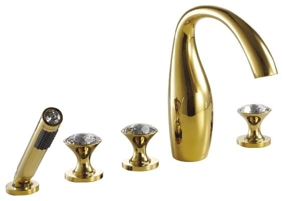 Смеситель для ванны BRAVAT Polar Crystal Swarovski F54287G, двухзахватный