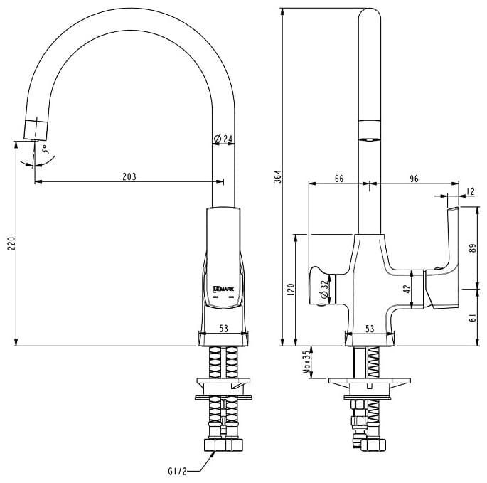 Смеситель для кухни (мойки) Lemark LM7261BL, однозахватный