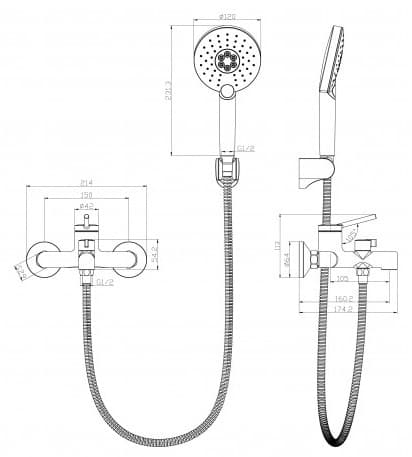 Смеситель для ванны с душем Lemark Minima LM3814C, однозахватный