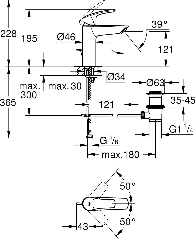 Смеситель для раковины (умывальника) Grohe Eurosmart 23322003, однозахватный