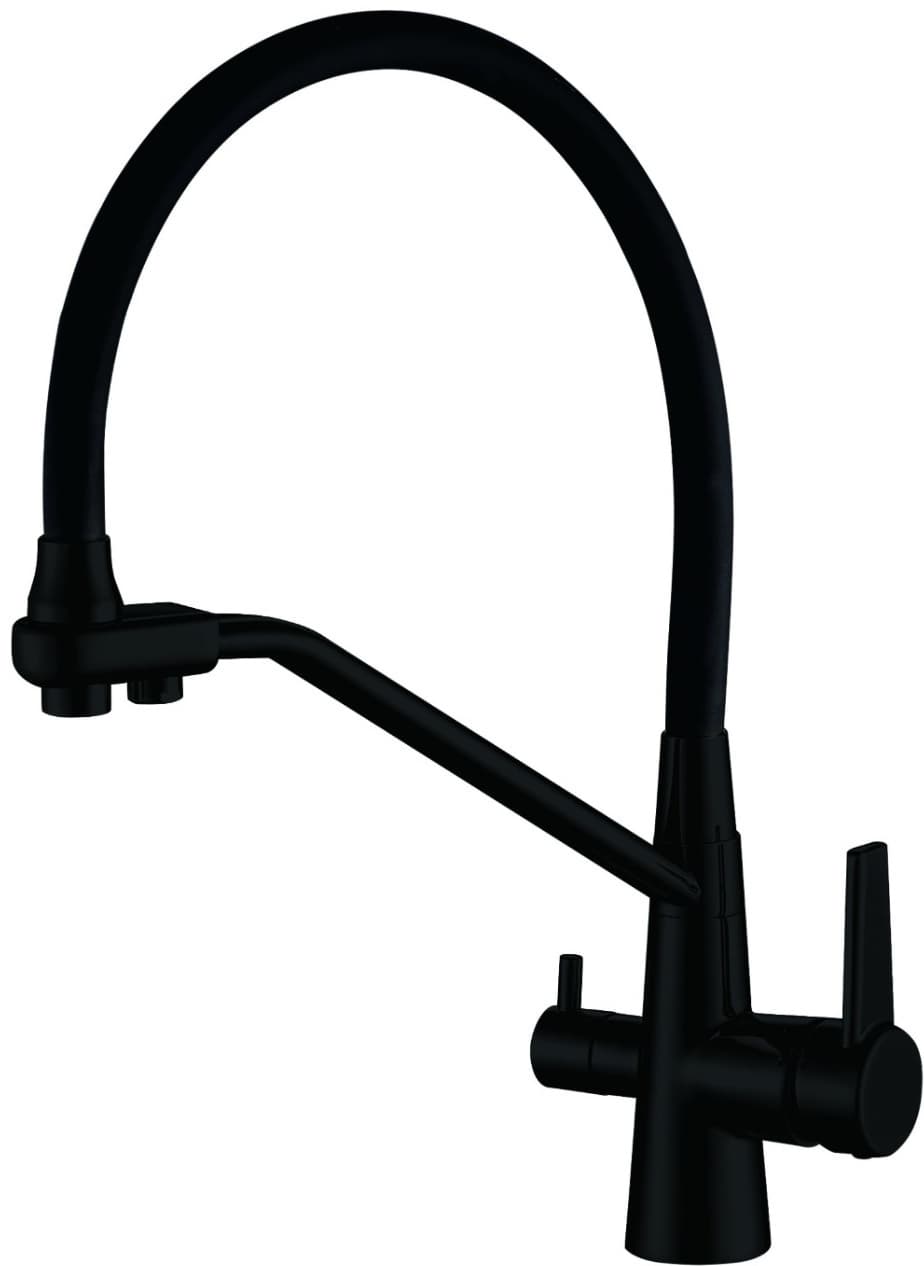 Смеситель с гибким изливом Haiba HB 76855, латунь, цвет черный, хром