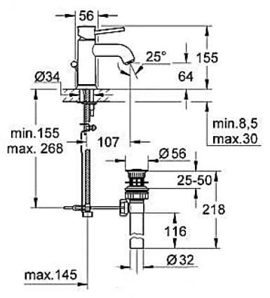 Смеситель для раковины (умывальника) Grohe Bau Classic 23161000, однозахватный