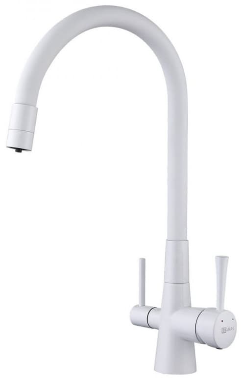 Смеситель с гибким изливом Lemark LM3075, нержавеющая сталь, цвет синий, хром