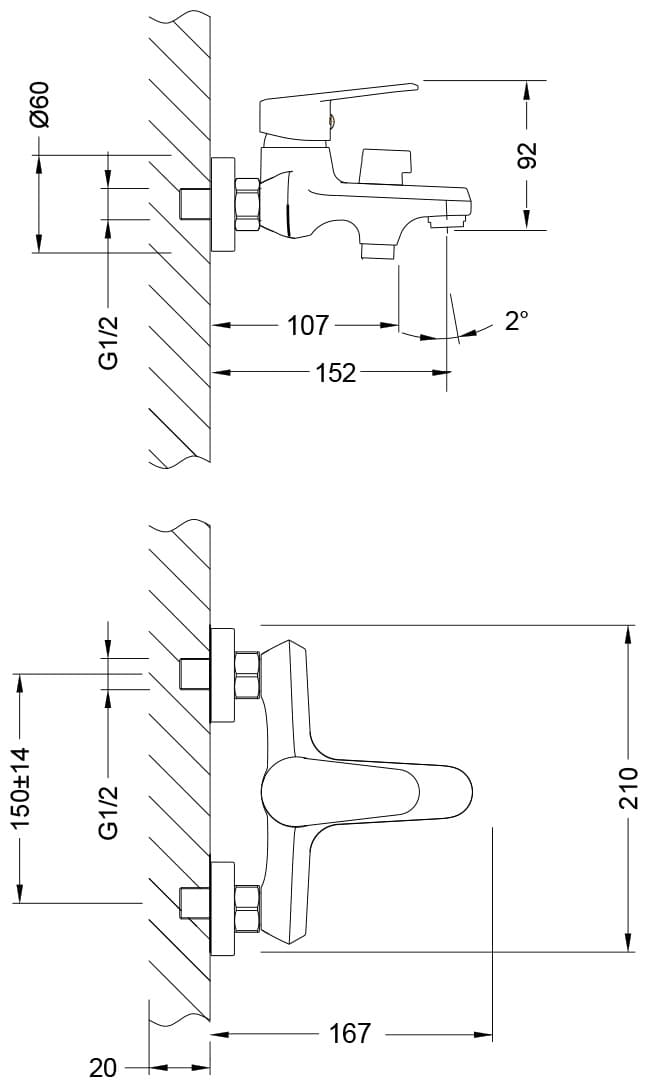 Смеситель для ванны Lemark LM0314C, латунь, цвет хром
