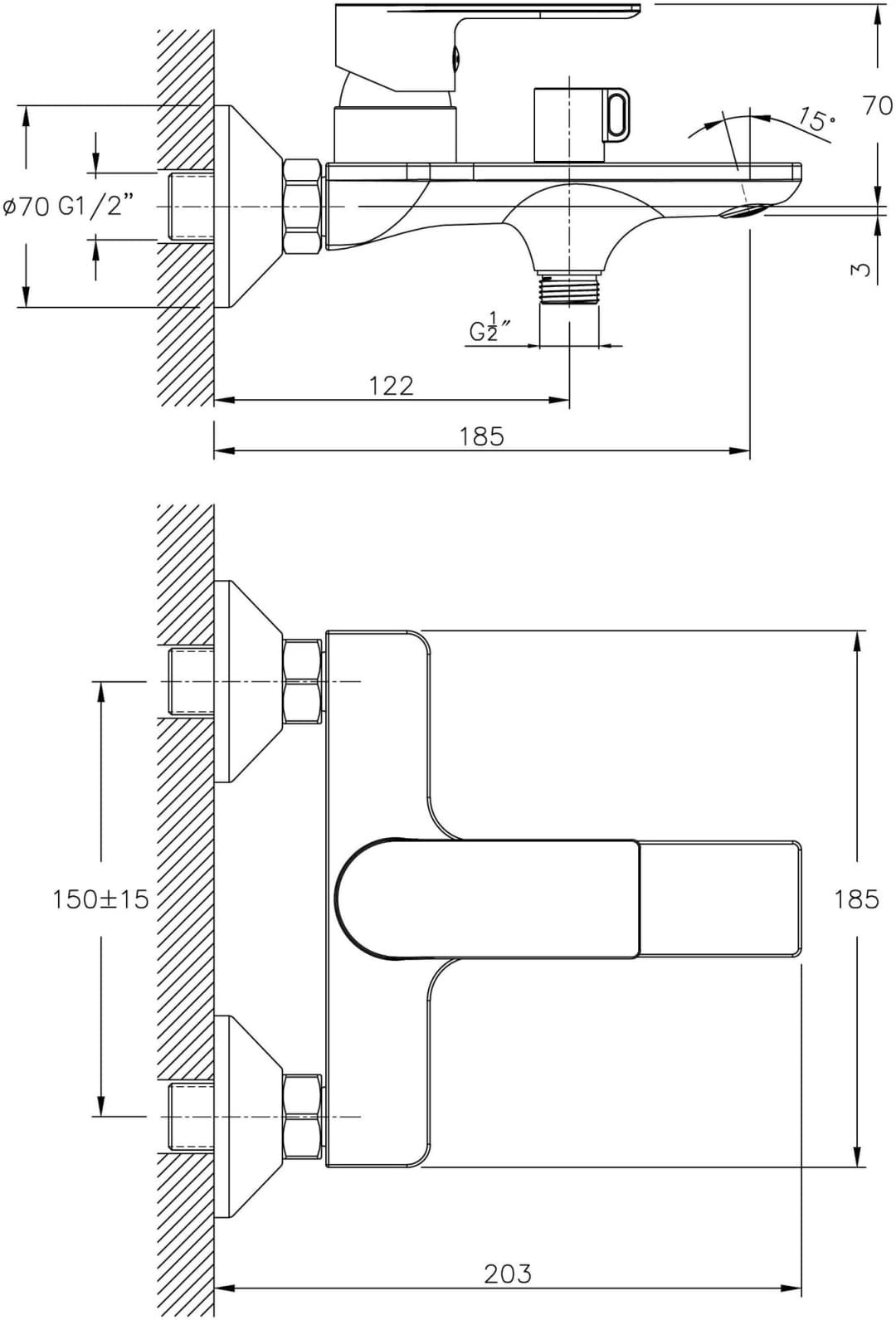 Смеситель для ванны Haiba HB60505-8, латунь, цвет белый, хром