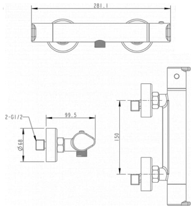 Смеситель для душа BRAVAT WATERFALL F939114С-01, двухзахватный