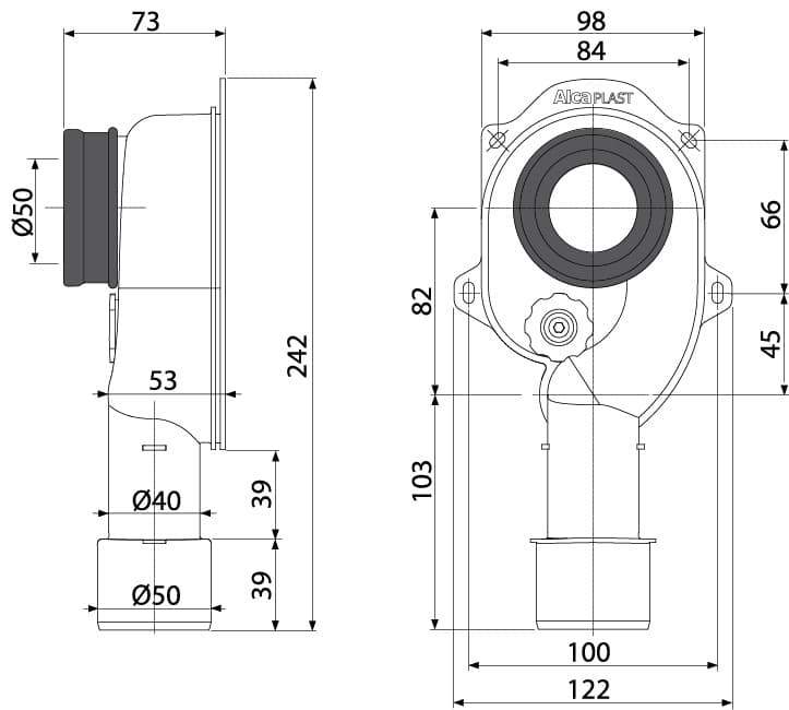 Сифон Alcaplast A45 C 40 мм, 50 мм