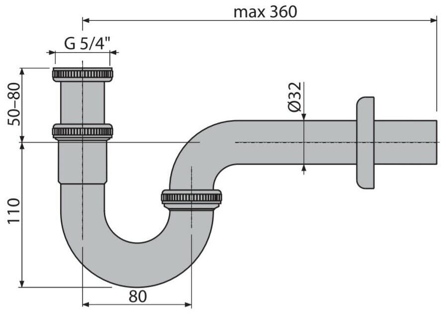 Сифон Alcaplast A45 E 32 мм