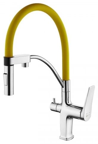 Смеситель с гибким изливом Lemark LM3074, латунь, цвет синий, хром