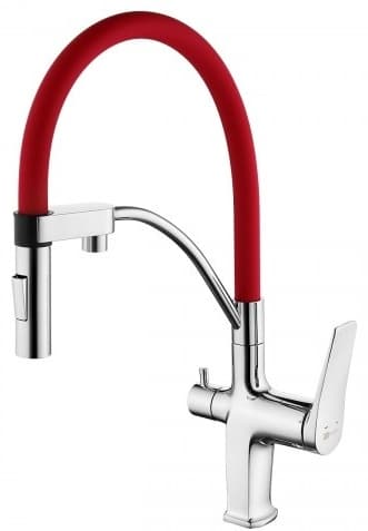 Смеситель с гибким изливом Lemark LM3074, латунь, цвет синий, хром