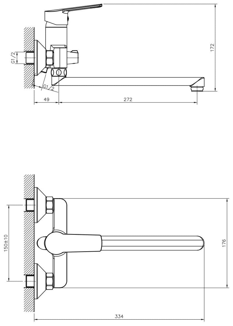 Смеситель для ванны DecoRoom DR22043, латунь, цвет хром
