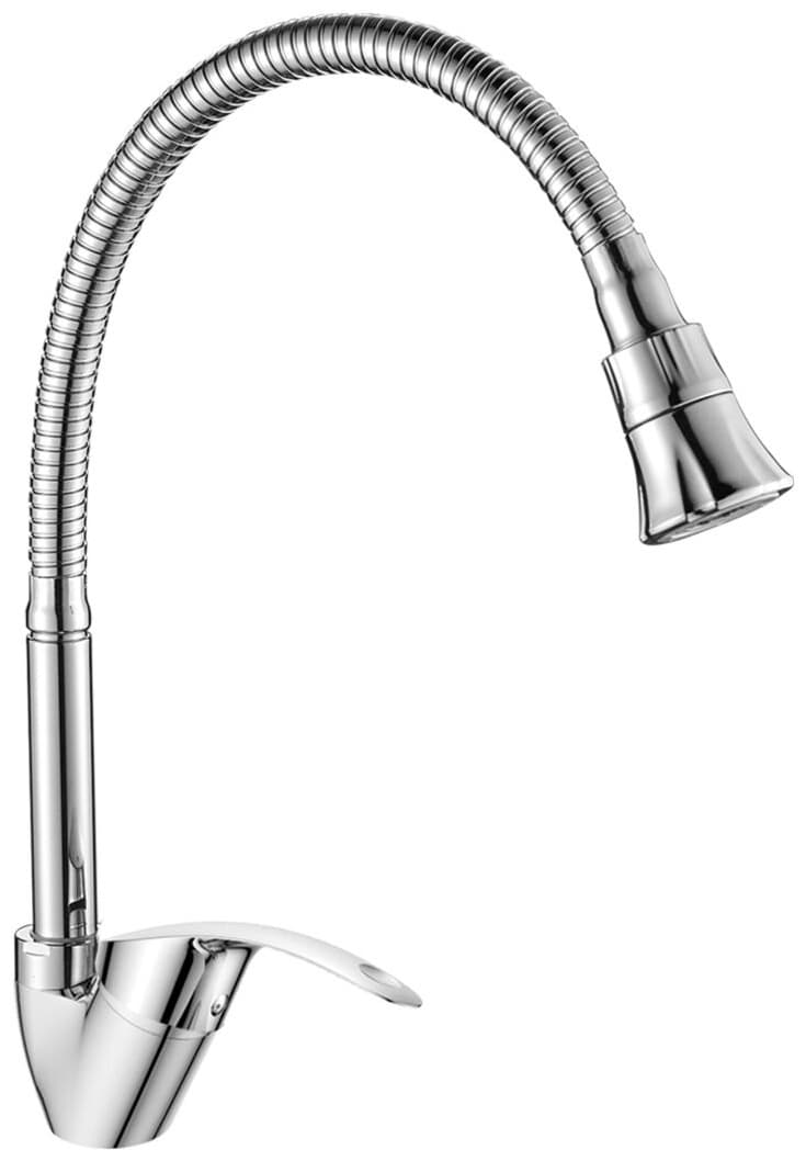Смеситель с гибким изливом DecoRoom DR71022, латунь, цвет хром