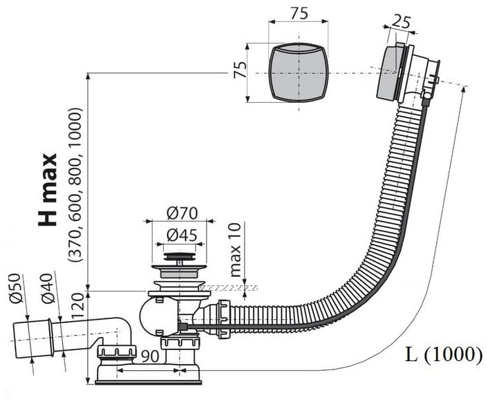 Сифон Alcaplast A55K NEW-100-RU-01 50 мм