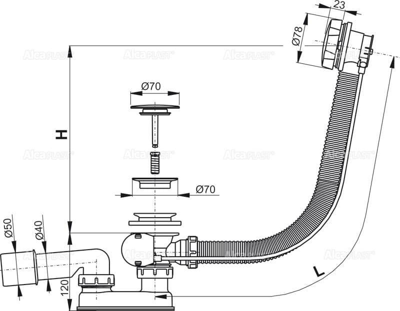 Сифон Alcaplast A55KM 50 мм