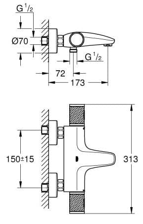Смеситель для ванны Grohe 34830000, латунь, цвет хром