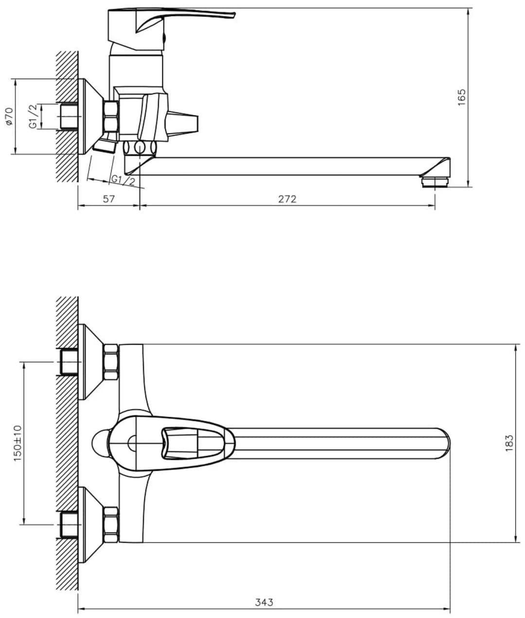 Смеситель для ванны DecoRoom DR70043, однозахватный