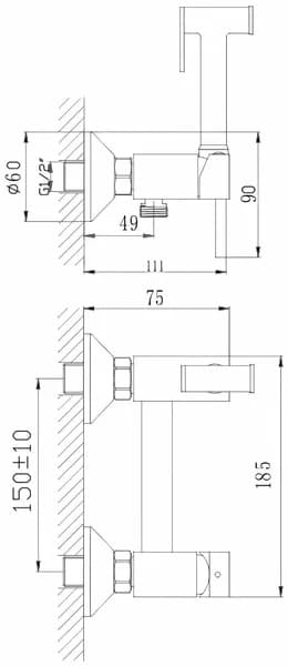 Haiba гигиенический душ HB5520, нержавеющая сталь