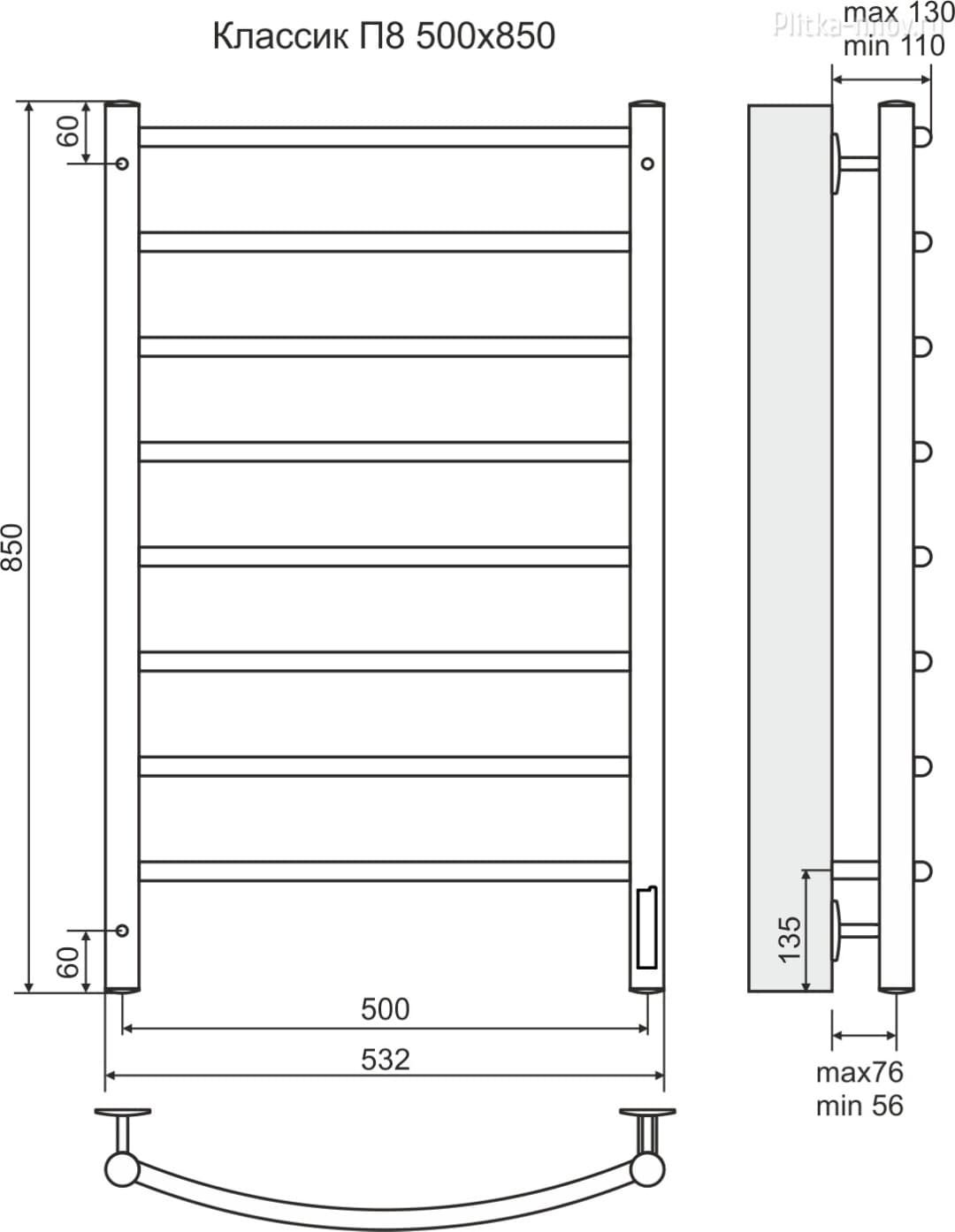 Полотенцесушитель электрический Beste П8 4670078525536, лесенка 50x85 см