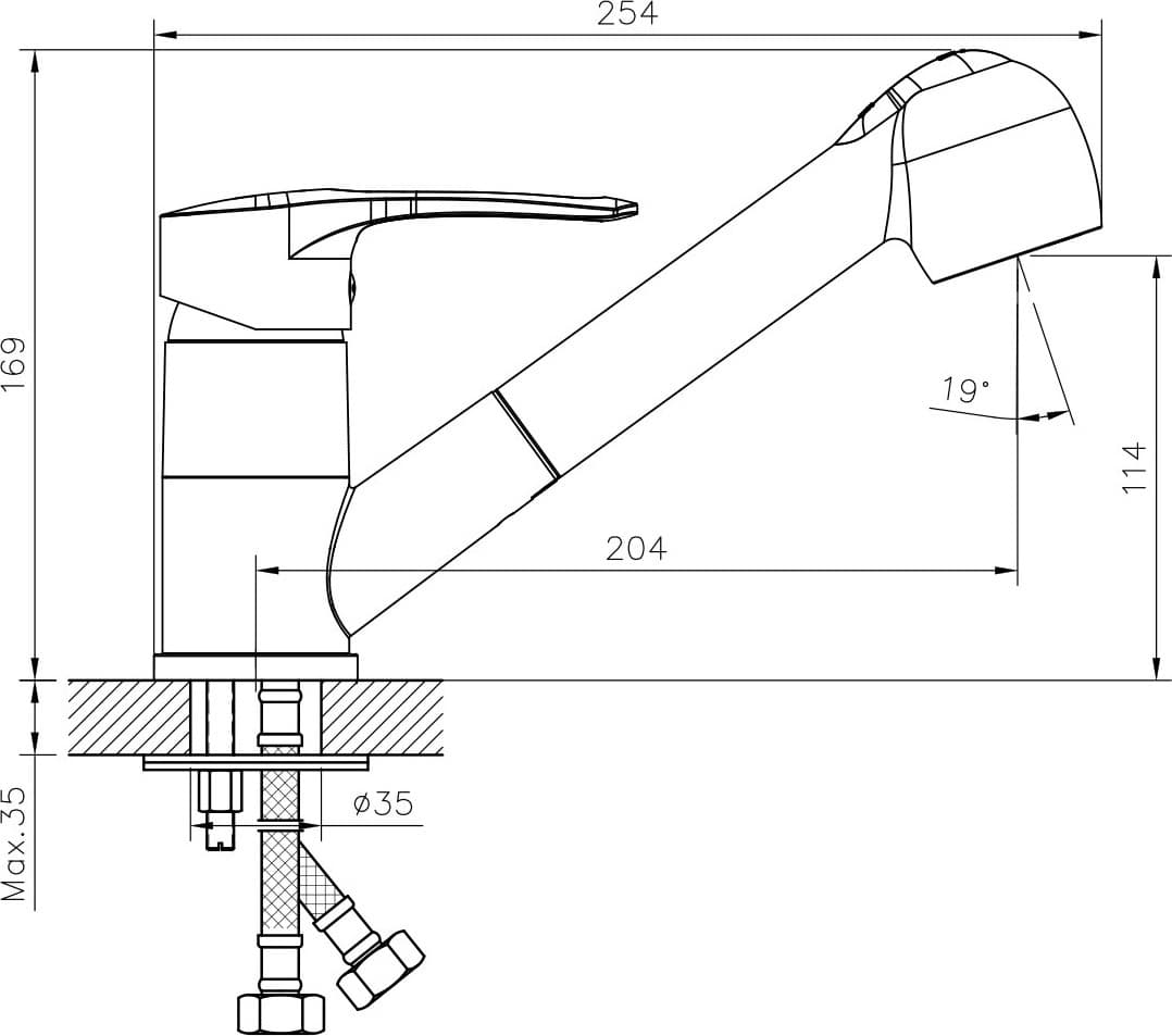 Смеситель для кухни DecoRoom DR70023, нержавеющая сталь, цвет хром
