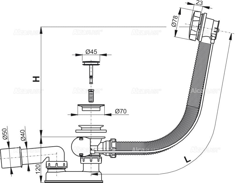 Сифон Alcaplast A55K-100 50 мм