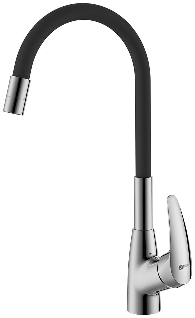 Смеситель с гибким изливом Lemark Linara LM0415C, латунь, цвет серебристый, черный