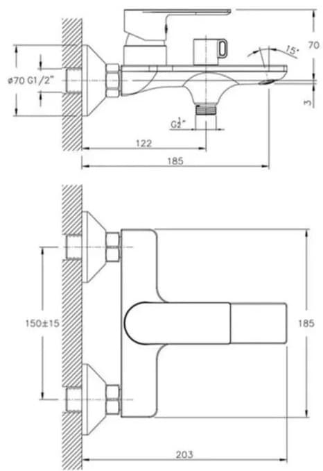 Смеситель для ванны Haiba HB60505-3, однозахватный