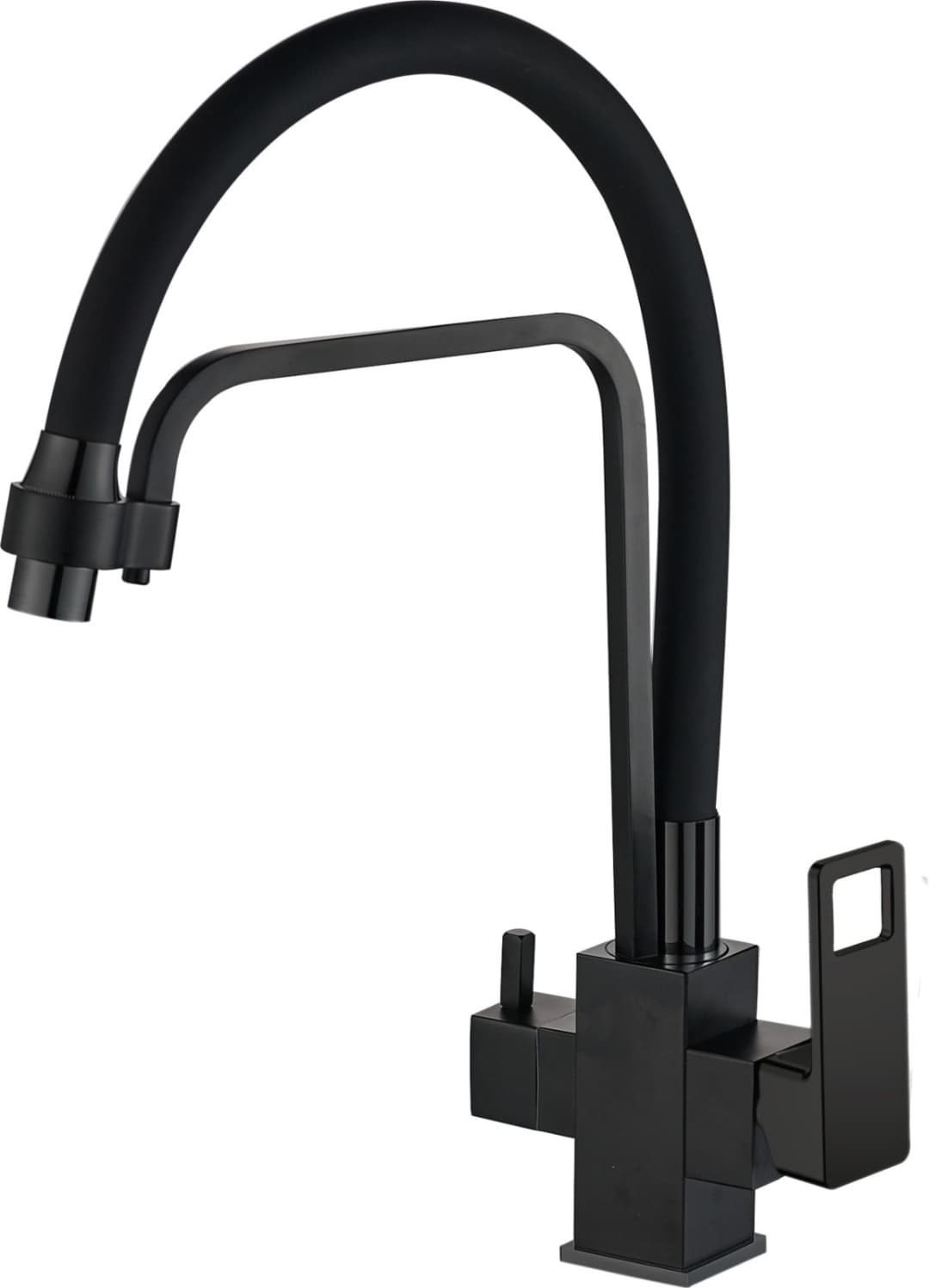 Смеситель с гибким изливом Haiba HB76615-7, латунь, цвет черный