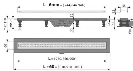 Alcaplast трап APZ9-850M (6х85 см)