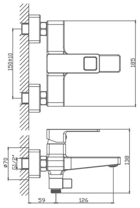 Смеситель для ванны Haiba HB60615-7, однозахватный