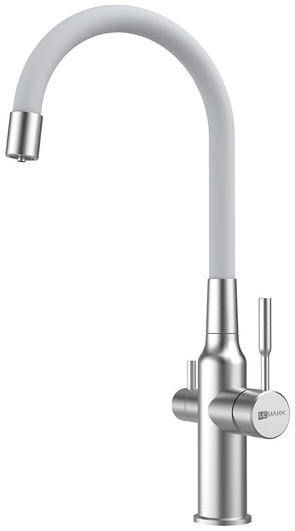 Смеситель с гибким изливом Lemark LM5083S-White, латунь, цвет белый