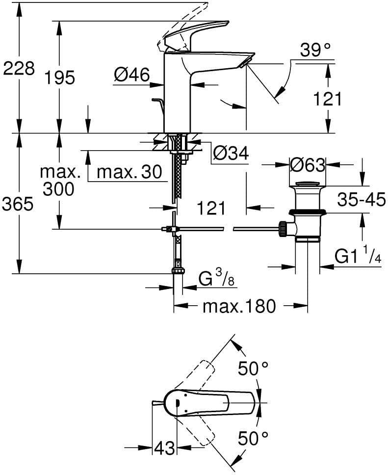 Смеситель для раковины (умывальника) Grohe 233222433 Eurosmart, однозахватный