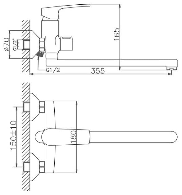 Смеситель для ванны Haiba HB22587, латунь, цвет хром