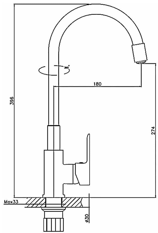 Смеситель с гибким изливом Haiba HB70112-7, латунь, цвет черный, хром