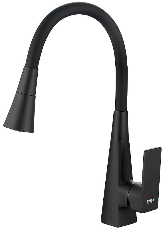 Смеситель с гибким изливом Haiba HB73823-7, латунь, цвет черный