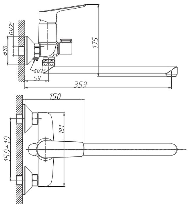 Смеситель для ванны Haiba HB22506, латунь, цвет хром
