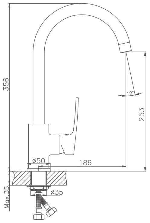Смеситель для кухни Haiba HB70587, латунь, цвет хром