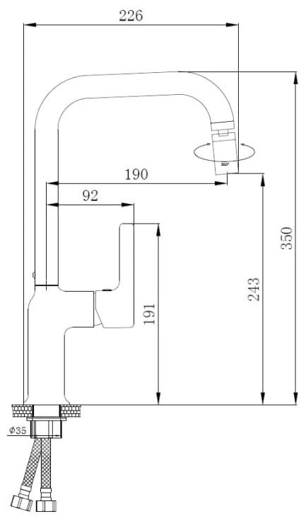 Смеситель для кухни Haiba HB70814-7, латунь, цвет черный