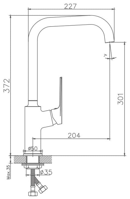 Смеситель для кухни Haiba HB70533-3, латунь, цвет графит