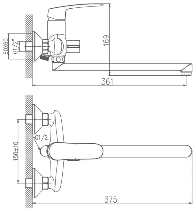 Смеситель для ванны Haiba HB22183, латунь, цвет хром