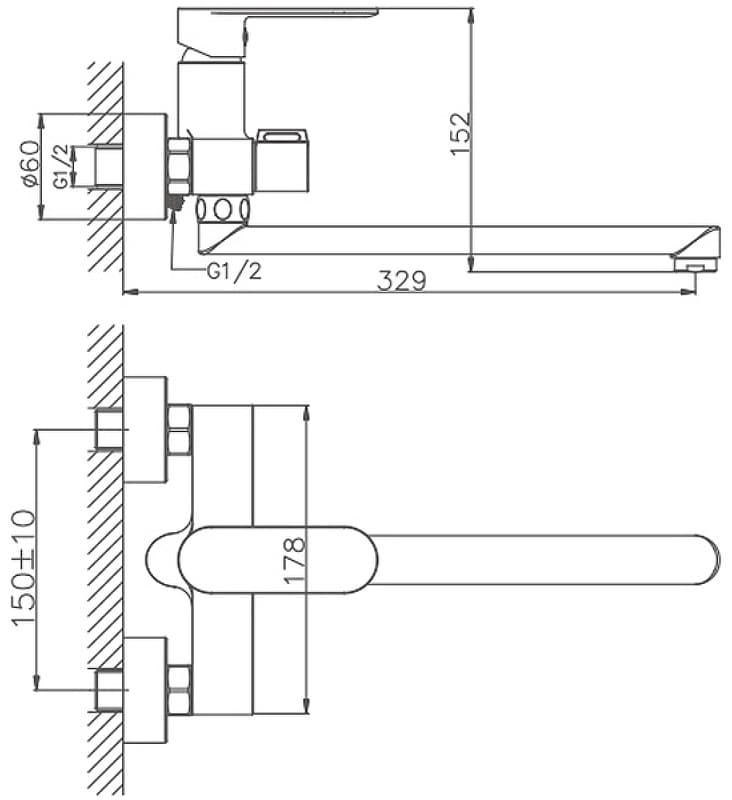 Смеситель для ванны Haiba HB22590, латунь, цвет хром