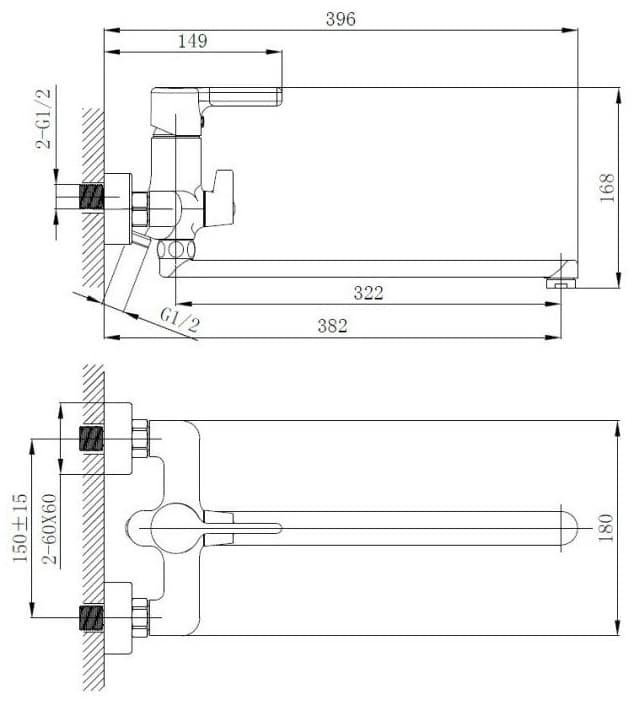 Смеситель для ванны Haiba HB22814-7, латунь, цвет черный