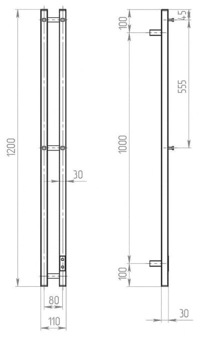 Полотенцесушитель электрический Двин X-2 Plaza Neo 120/8 , I-образный 8x120 см
