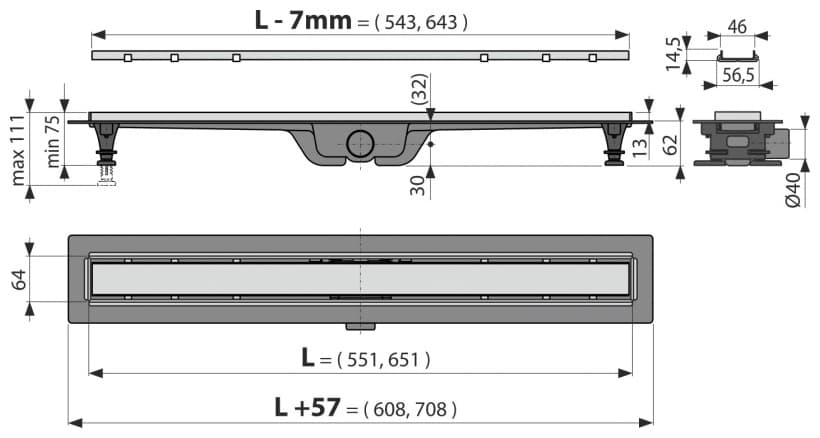 Alcaplast трап APZ20-550 (8х55 см)