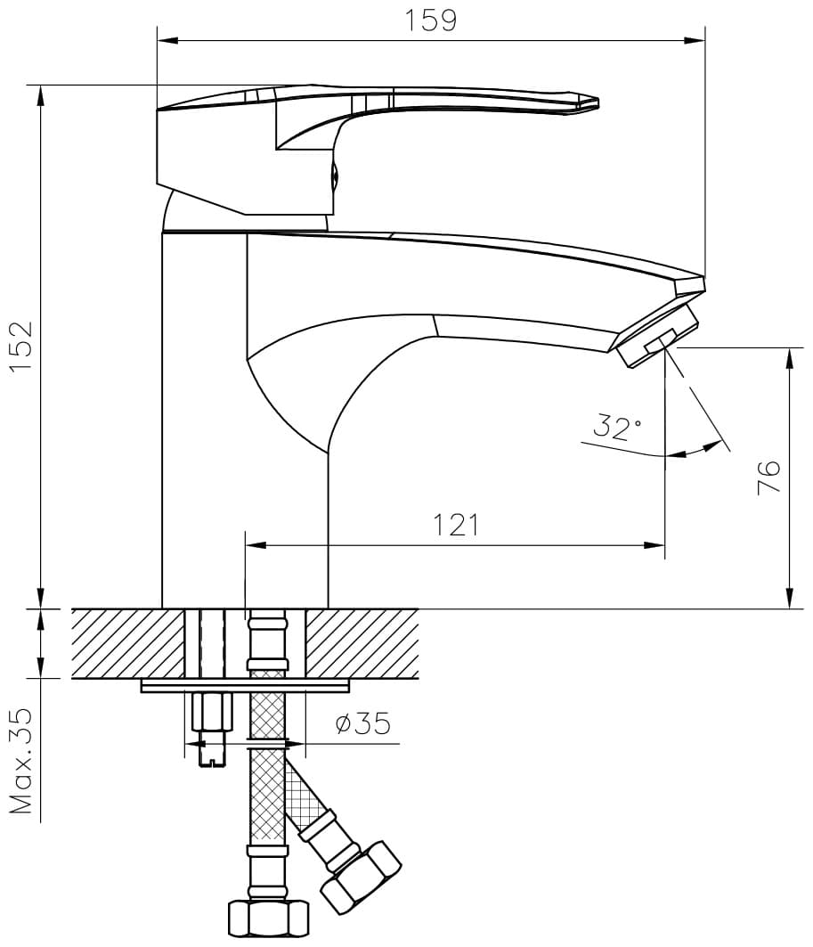 Смеситель для раковины (умывальника) DecoRoom DR70015 с гигиеническим душем, однозахватный