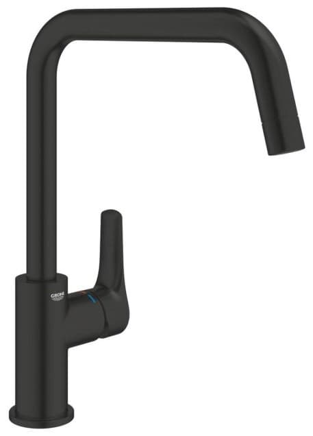 Смеситель для кухни (мойки) Grohe Eurosmart, U-образный высокий излив, матовый черный (305672430), однозахватный