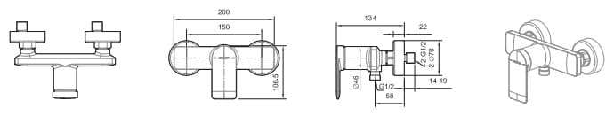 Смеситель для душа BRAVAT Eddie матовое золото F9369402RBG-01-ENG, латунь, цвет золотистый