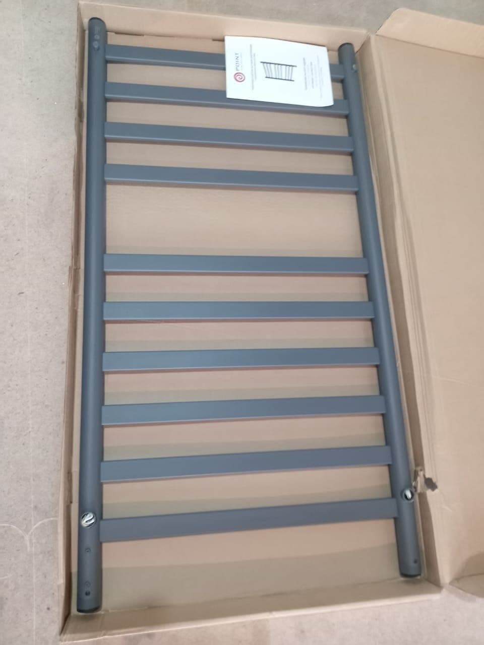 Полотенцесушитель электрический POINT Селена PN16850GR П10 500x1000, диммер справа, графит премиум, лесенка 50x100 см